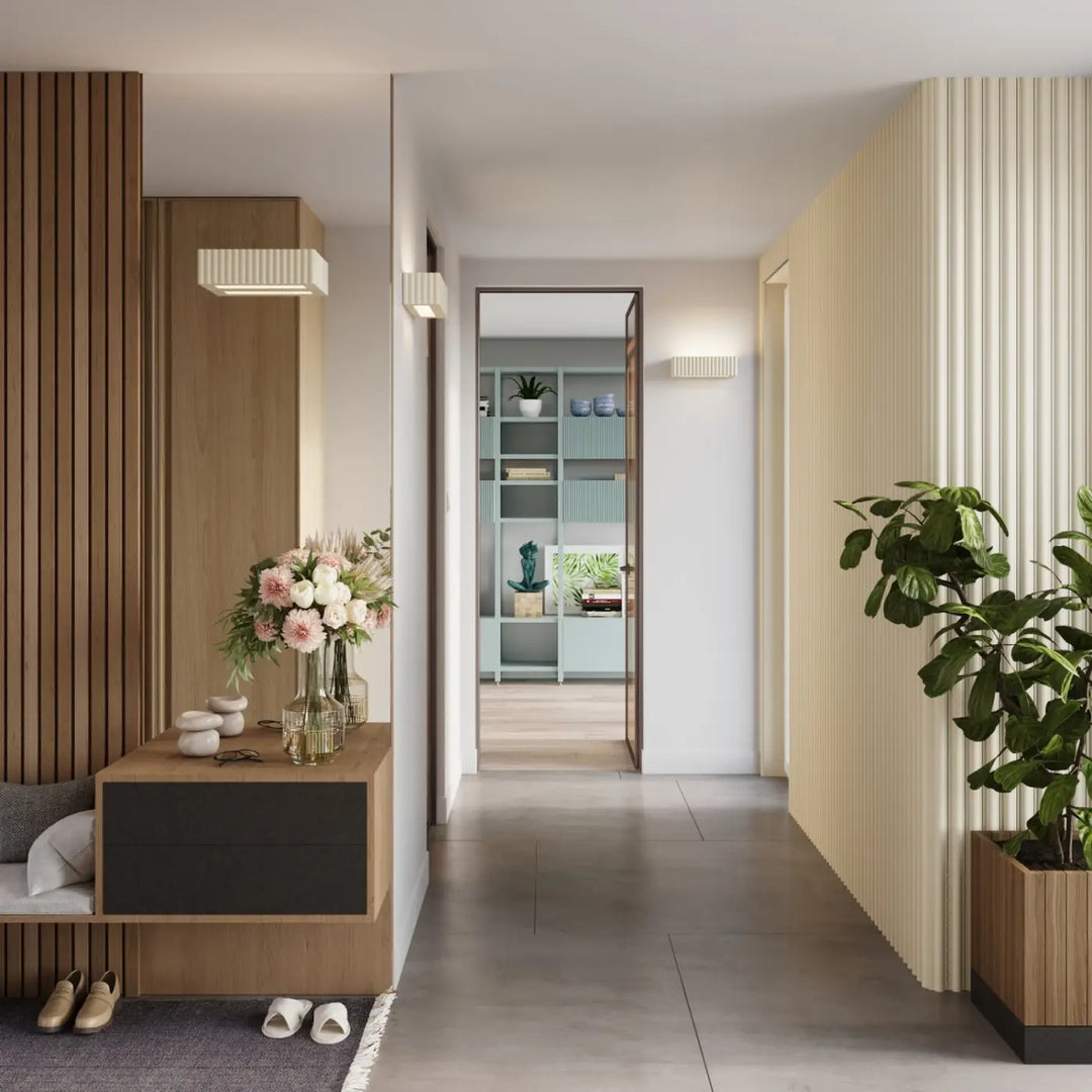 Applique murale beige dans une entrée