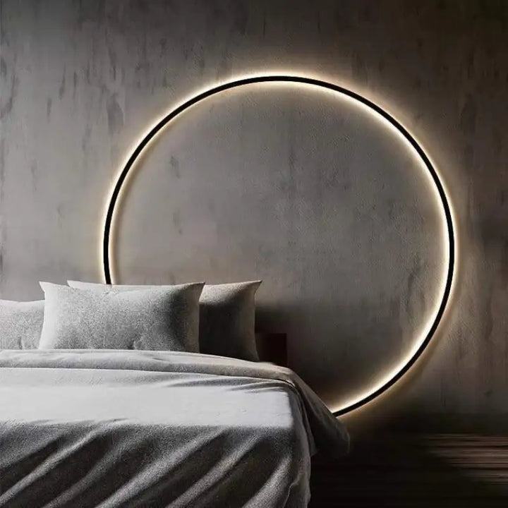 Applique Murale Cercle Noir en Acrylique et Aluminium