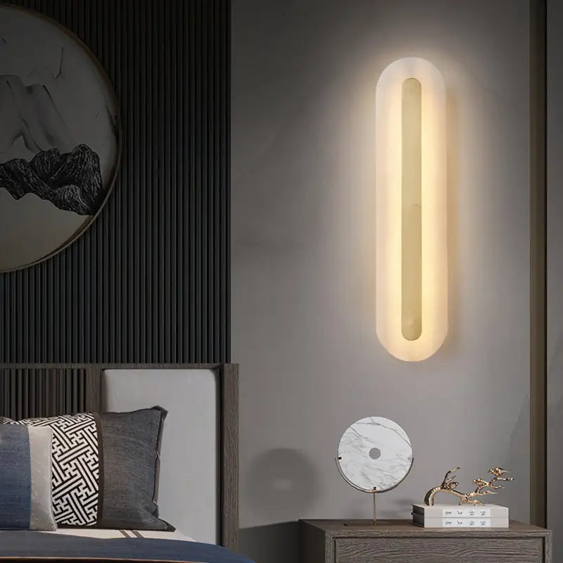 Applique Murale Chambre Tête De Lit Dorée Longue En Marbre