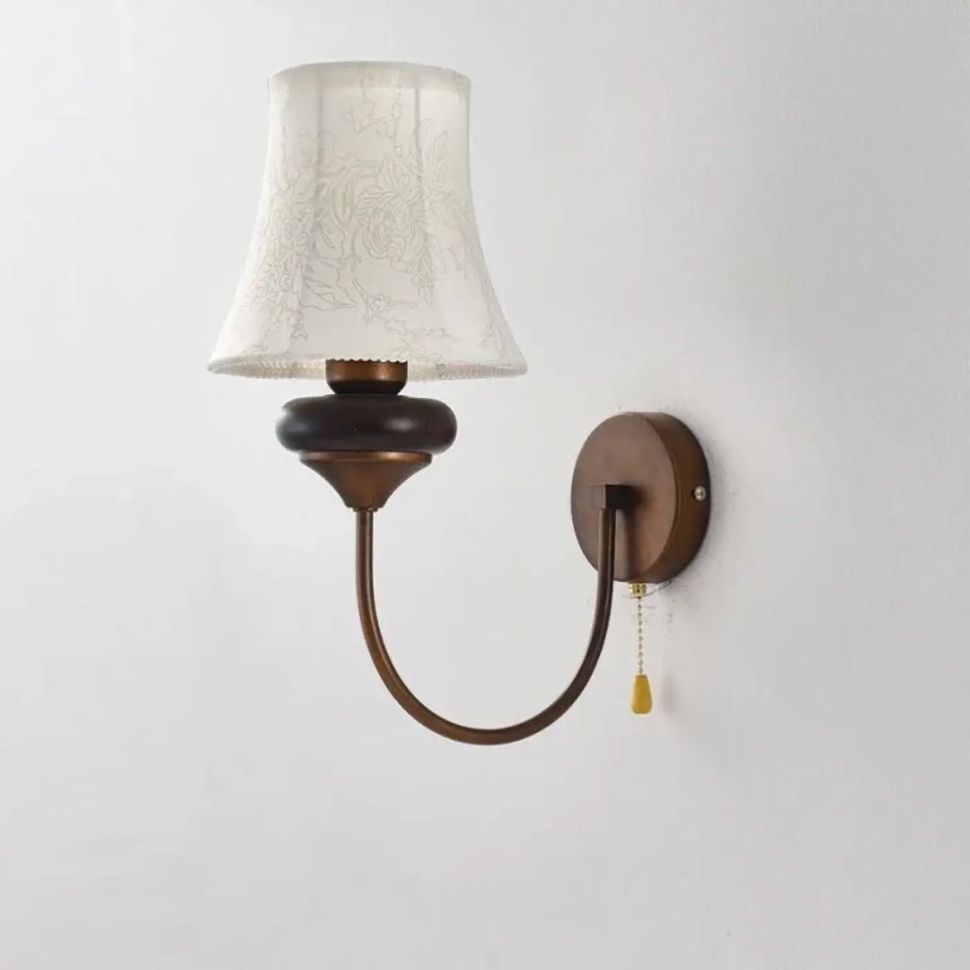 Applique murale classique en métal bronze avec un abat-jour en lin