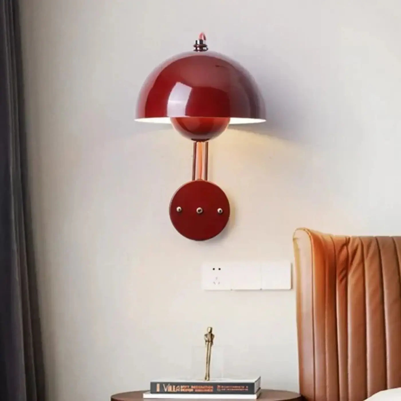 Applique Murale Rétro Minimaliste E27 Couleur Bordeaux - Ferroluce, Pour Ampoule à Vis, Design Vintage