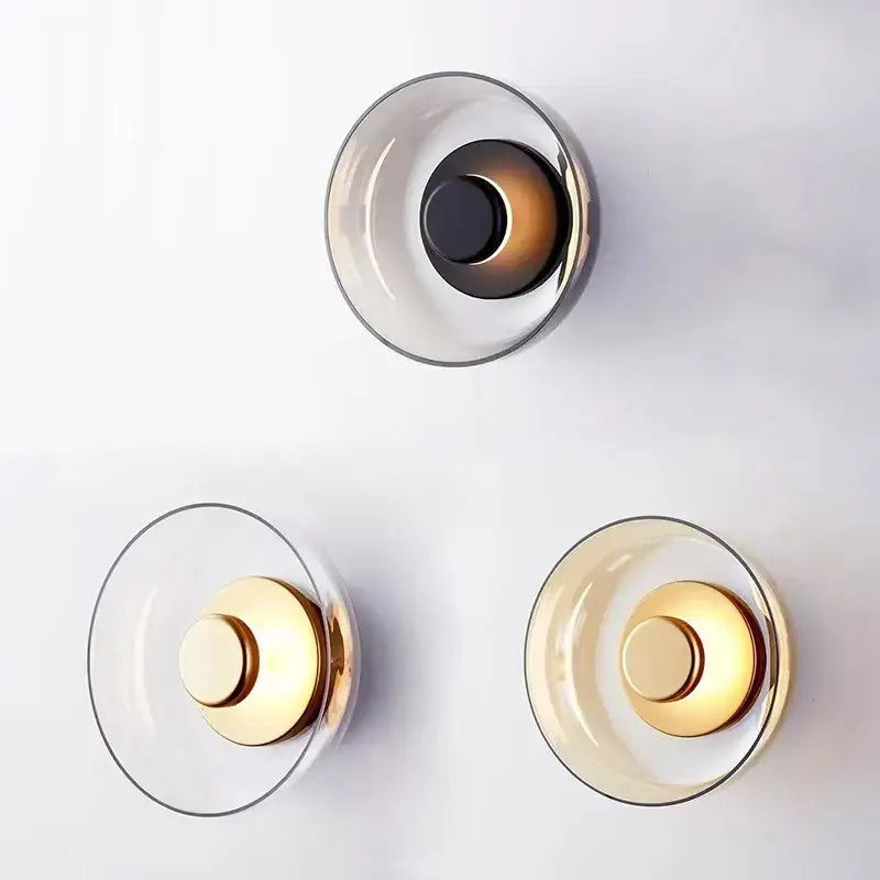 Applique murale contemporaine ronde en verre clair design moderne