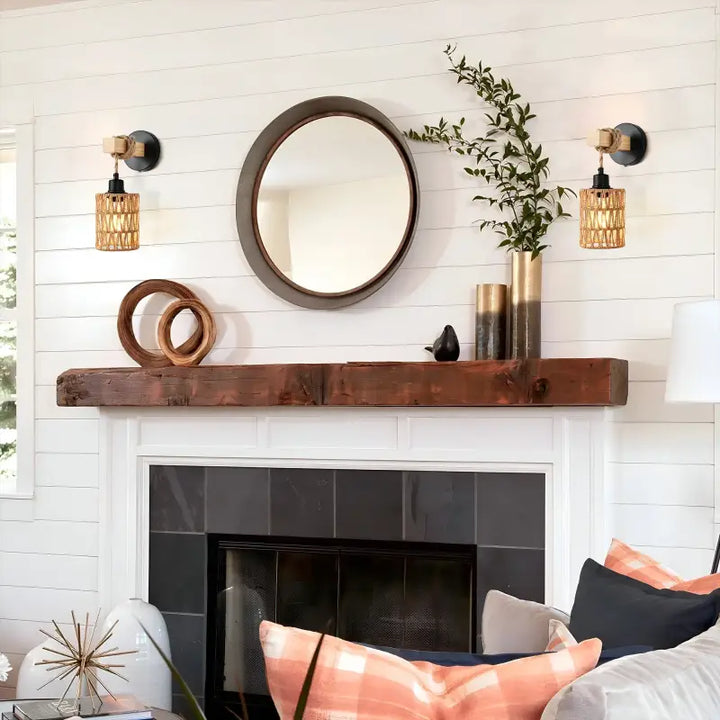 Applique Murale En Corde Tressée Style Bohème Noir Et Beige

