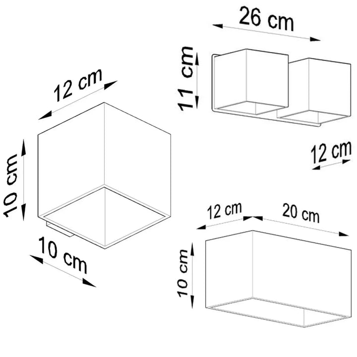 Applique murale cube blanc minimaliste quad maxi avec lignes épurées et dimensions précises pour intérieur moderne