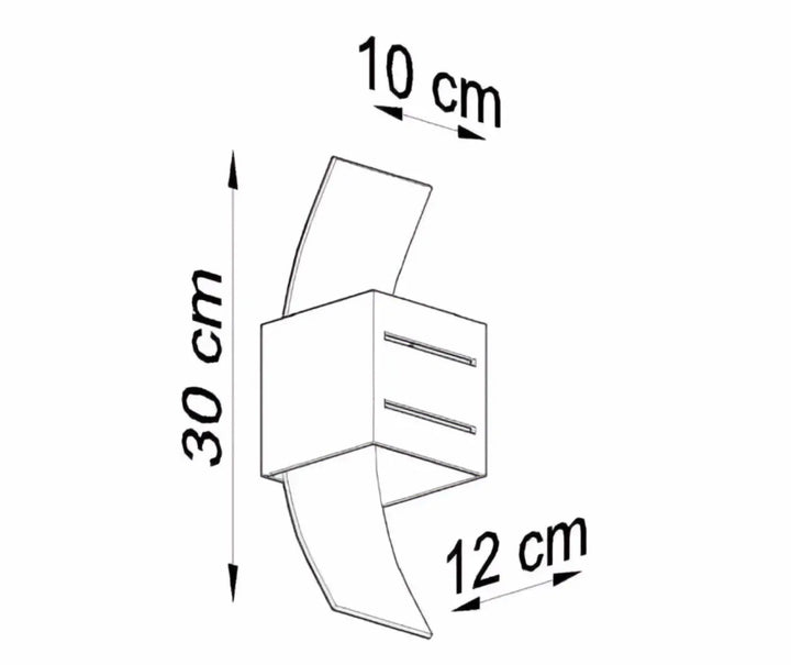 Applique murale loreto en cube d’aluminium blanc avec verre dépoli et trois fentes horizontales sur la face avant