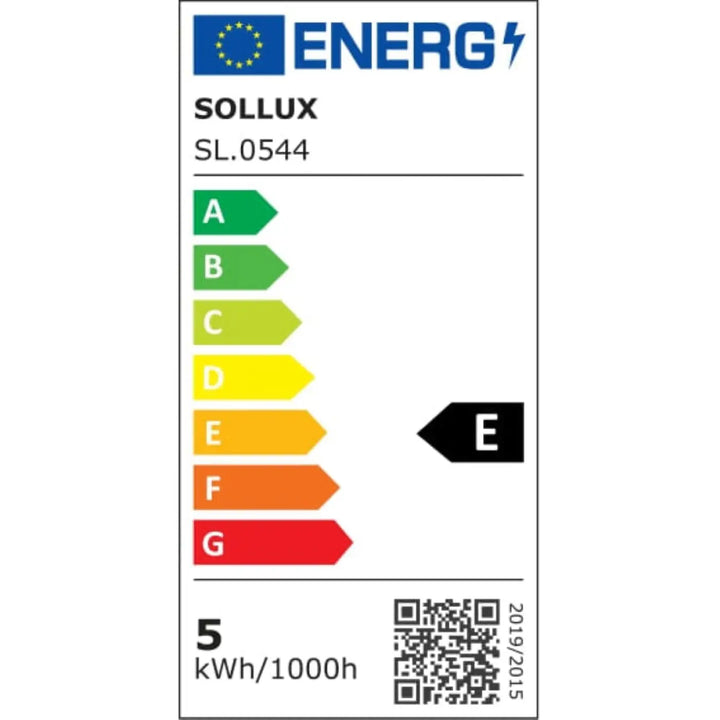 Étiquette d efficacité énergétique sollux sl 0544 avec flèche sur la classe e pour applique murale led ip54 luca blanc