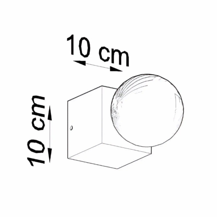Applique murale cube en bois naturel blanche avec sommet sphérique de 10 cm compatible ampoule e27 ariz