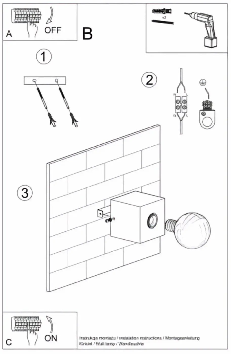 Diagram dinstallation dun interrupteur mural pour applique murale cube en bois naturel compatible avec ampoule e27