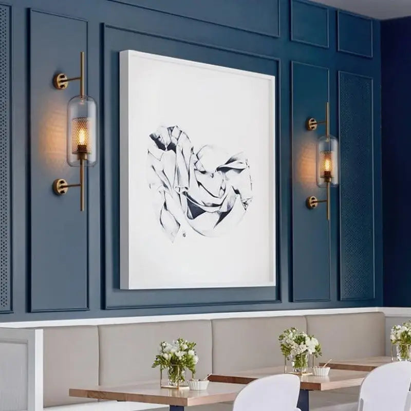 Applique Murale Cuivre Brossé En Verre Et Aluminium