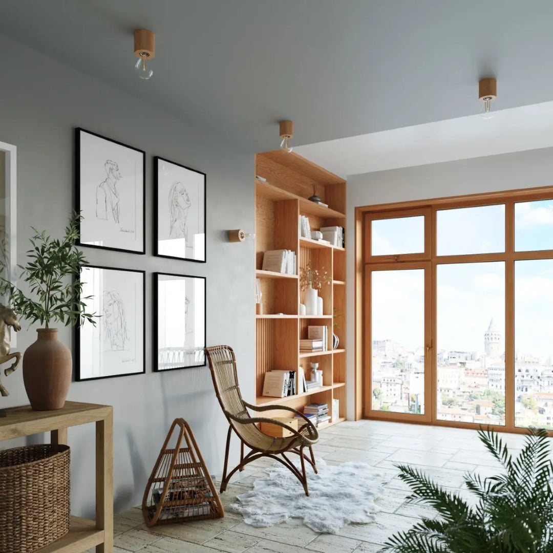 Applique murale bois naturel dans un intérieur contemporain