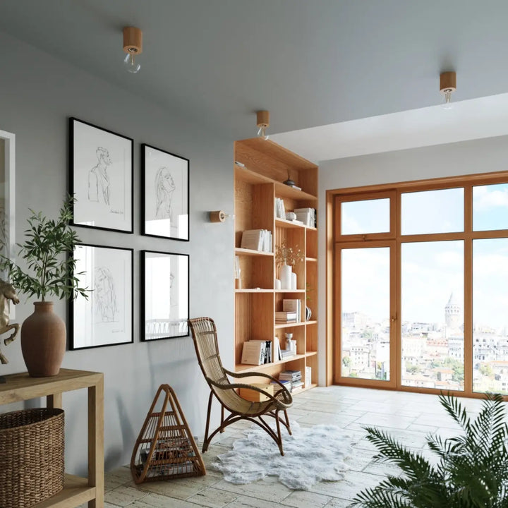 Applique murale bois naturel dans un intérieur contemporain