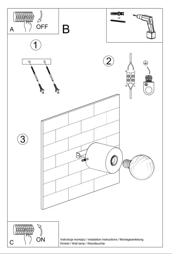 Applique murale cylindre salgado avec ampoule e27 en verre dépoli et support métallique pour au-dessus d’un bureau