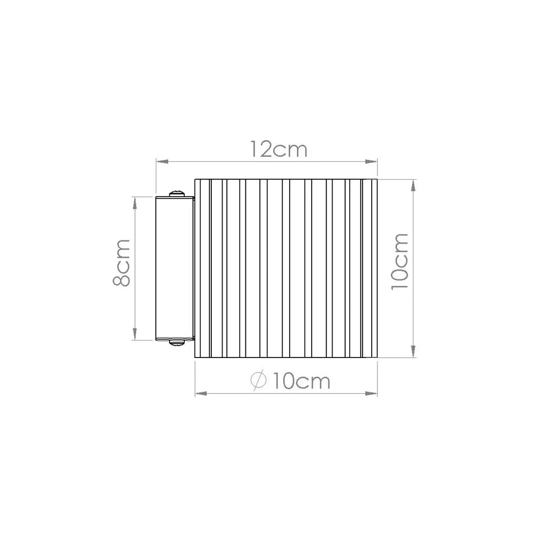 Applique murale aura beige avec forme unique inspirée, radiateur cylindrique 12cm x 8cm à rainures verticales, base 10cm
