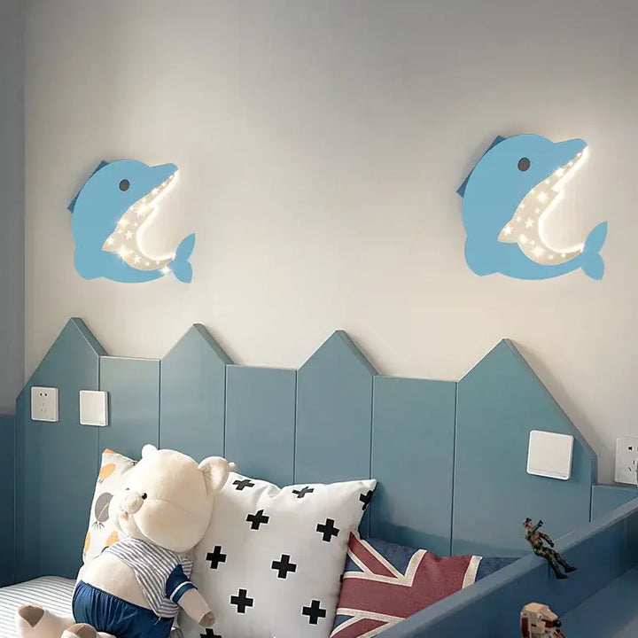 Applique murale dauphin bleu pour chambre d'enfant

