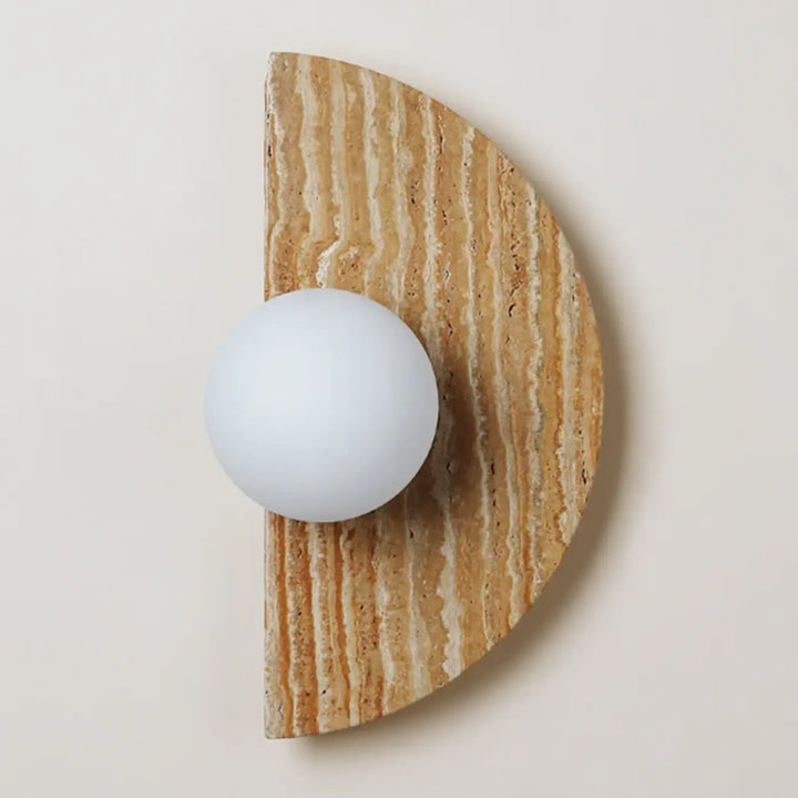 Applique Murale Demi-Cercle En Travertin Et Verre

