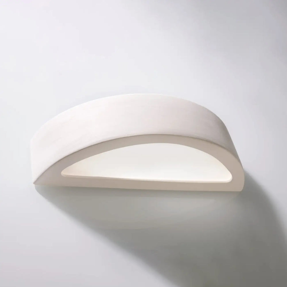 Applique murale demi-lune Atena blanche en céramique, éteinte