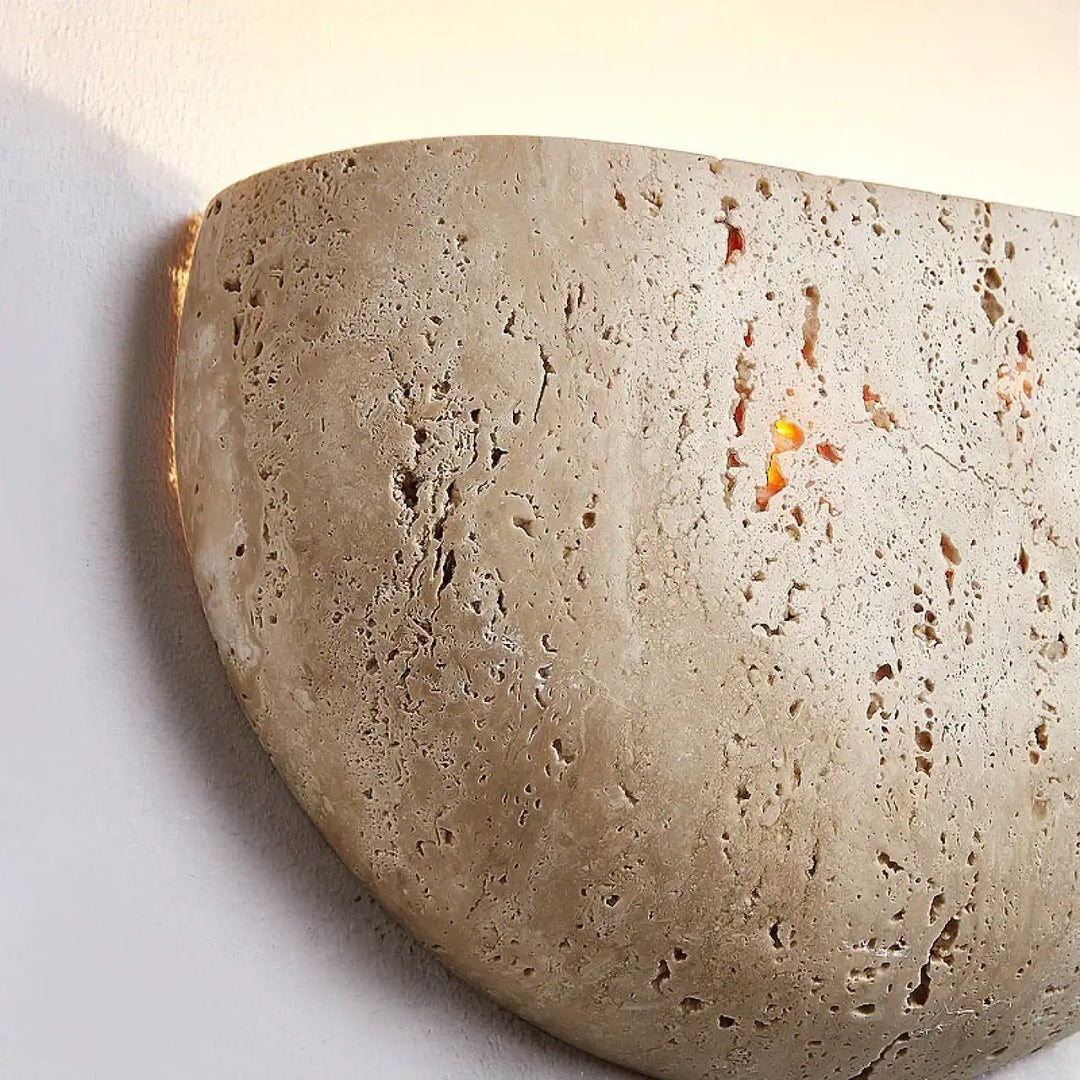 Applique murale demi-lune en pierre naturelle blanche