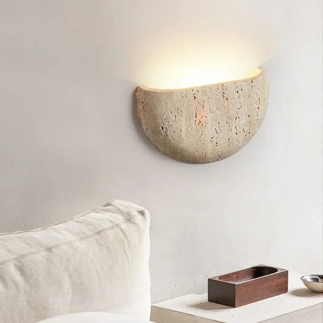 Applique murale demi-lune en pierre naturelle blanche
