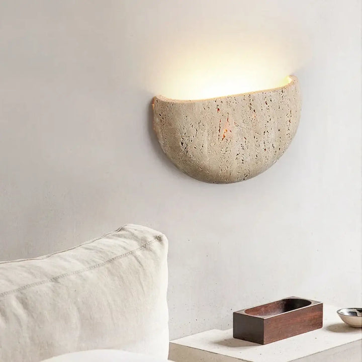 Applique murale demi-lune en pierre naturelle blanche