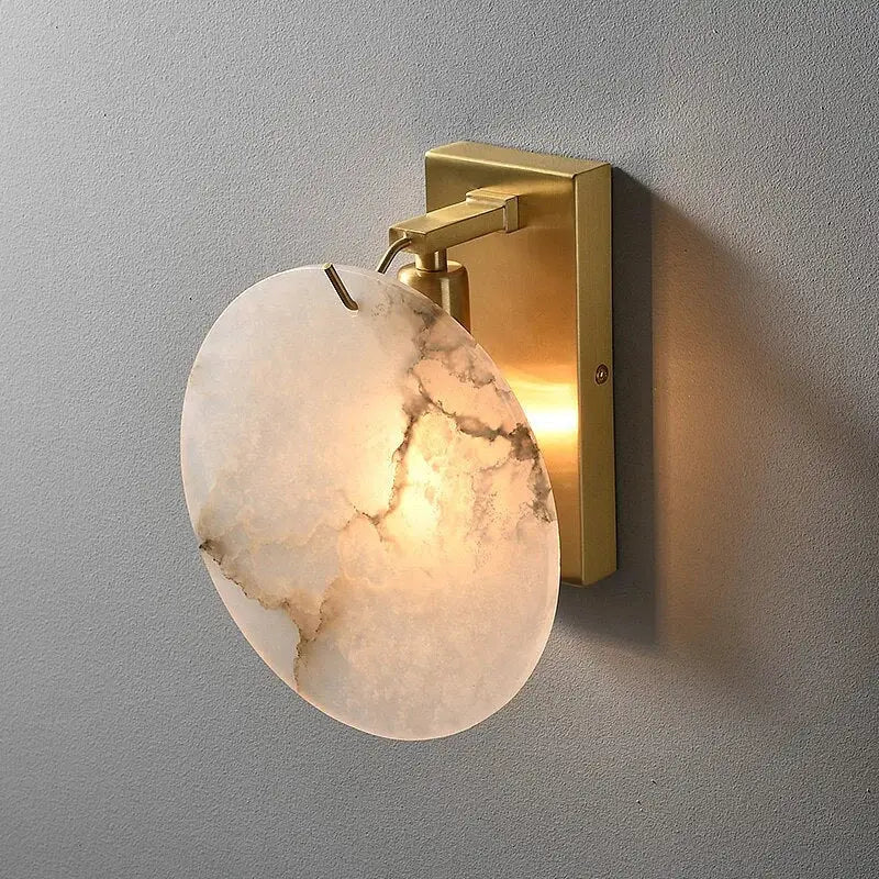 Applique murale design effet marbre et base dorée