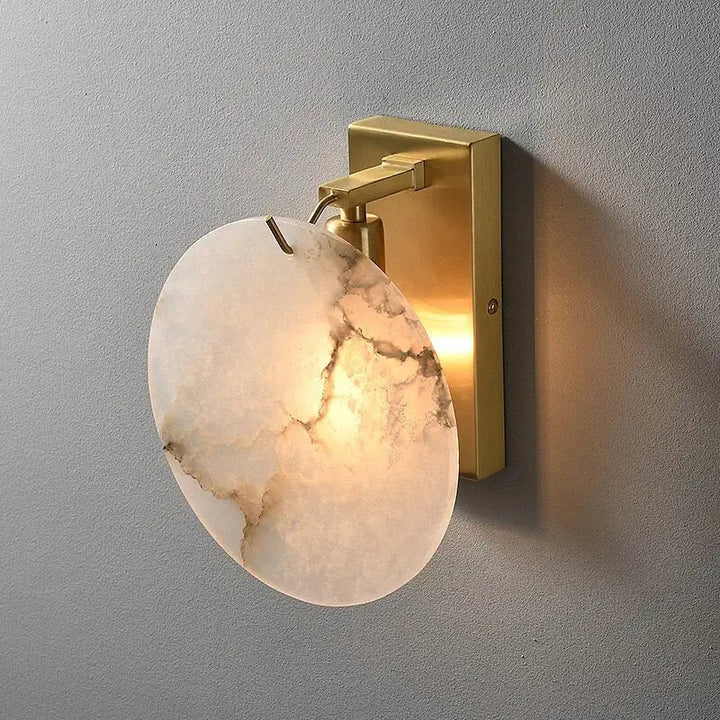 Applique murale design effet marbre et base dorée
