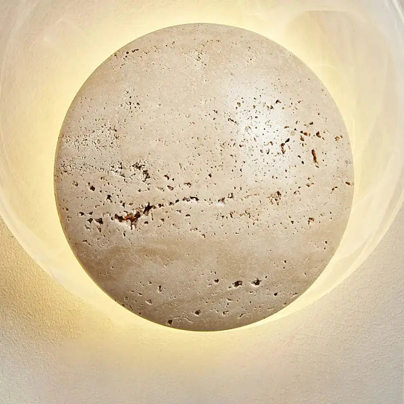 Applique murale design ronde en pierre avec éclairage led doux

