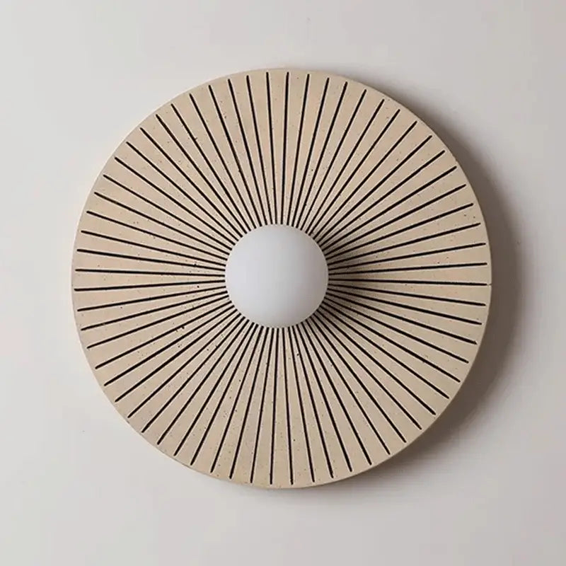Applique Murale Design Soleil En Bois Et Verre Blanc

