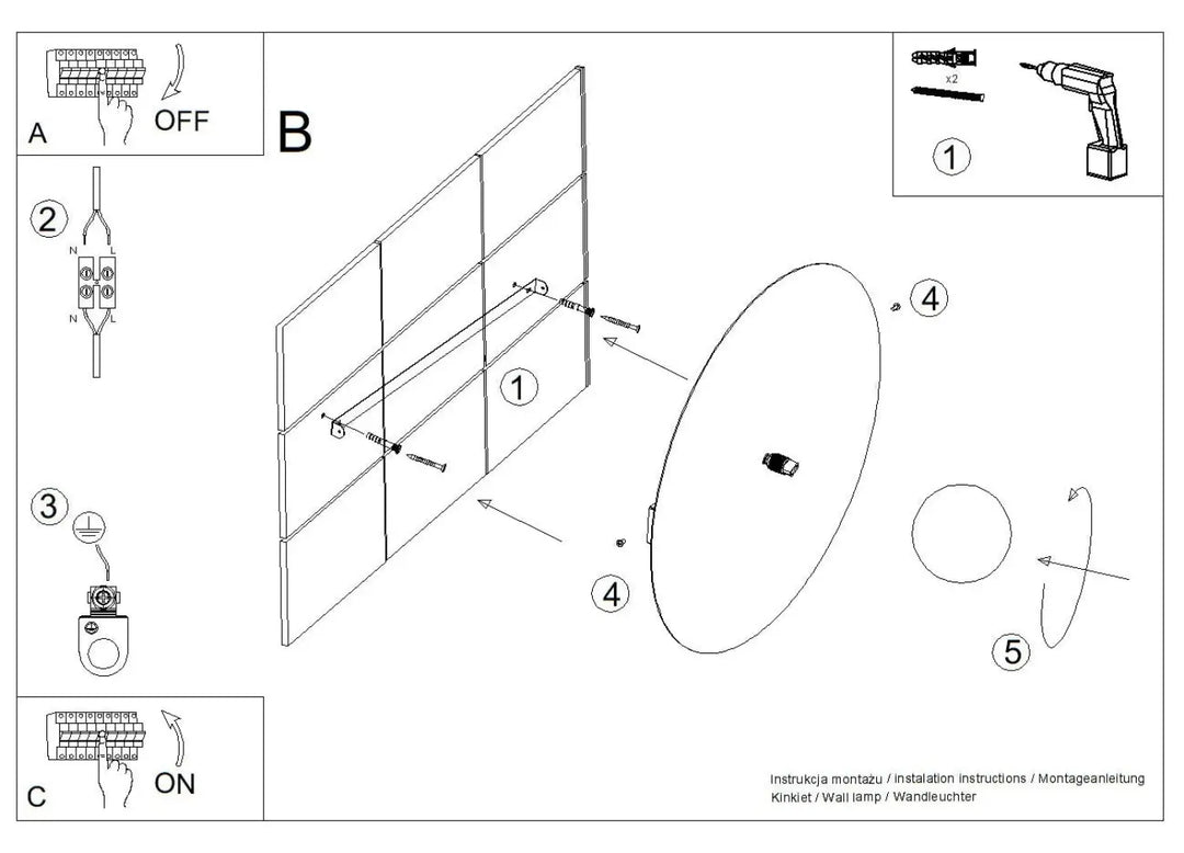 Applique murale ake avec disque dacier et sphère opale en forme ovale et montage métallique mural