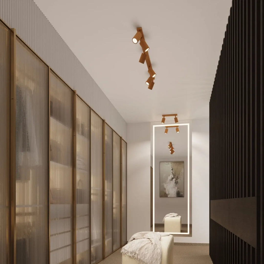 Applique murale avec interrupteur karbon en finition bois avec ampoules gu10 interchangeables design minimaliste