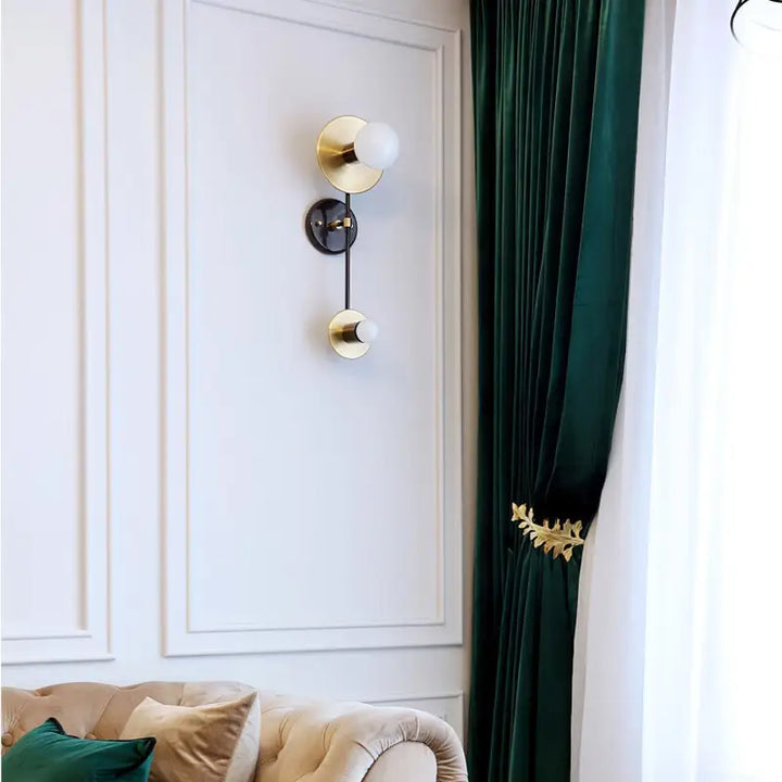 Applique Murale Dorée Et Noire Tubulaire Double Lumière