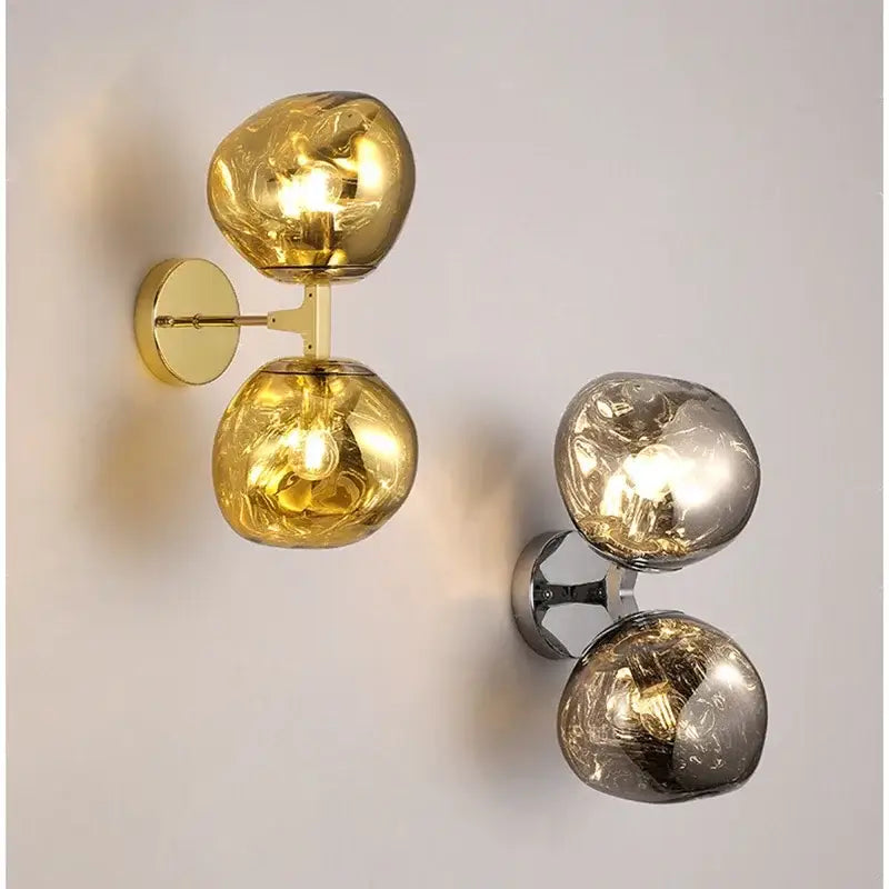 Applique Murale Double Globe En Verre Soufflé Coloré

