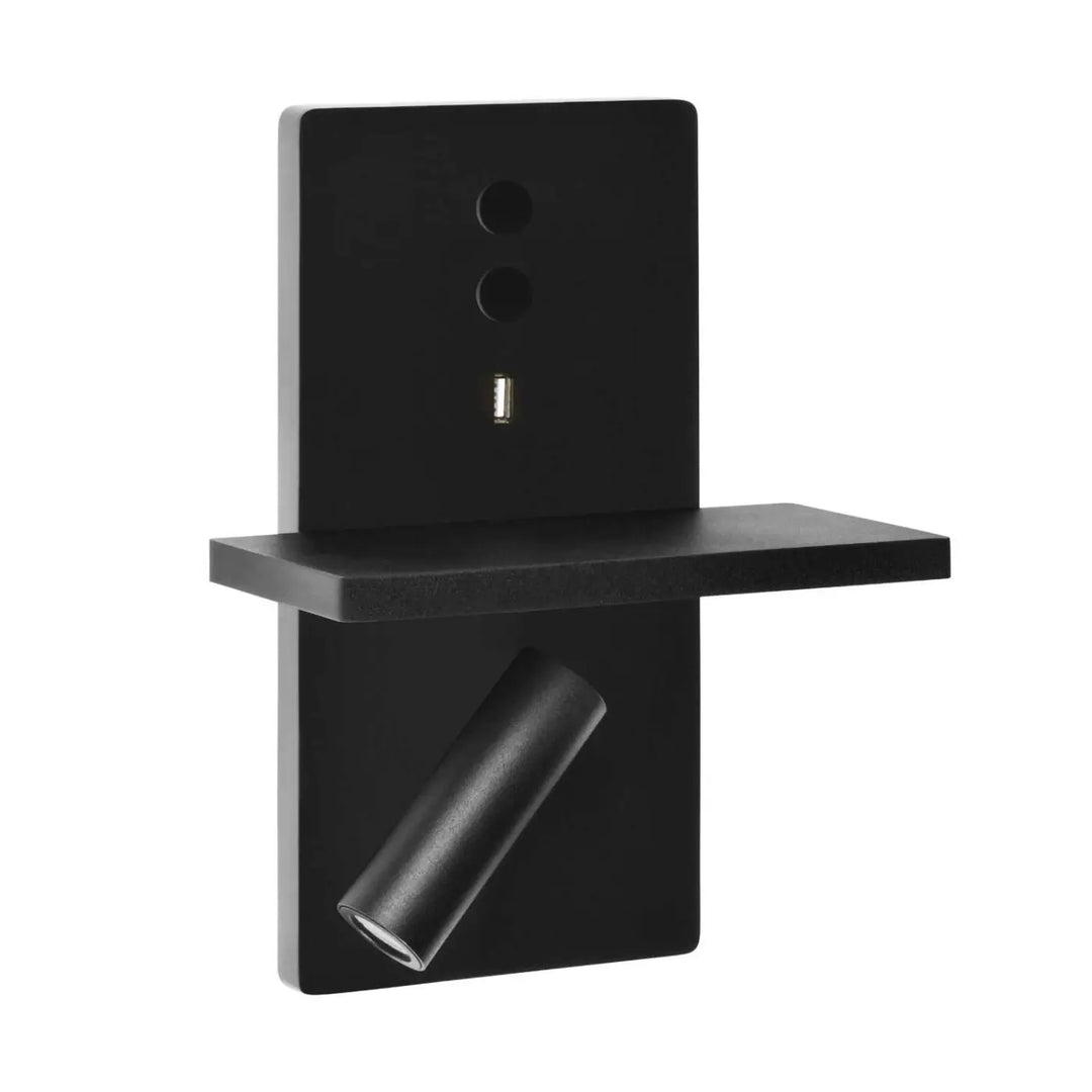 Applique E-lamp noire avec liseuse orientable #couleur_noir
