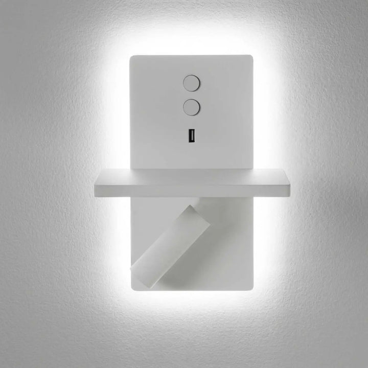 Détail de l'applique E-lamp en aluminium blanc #couleur_blanc