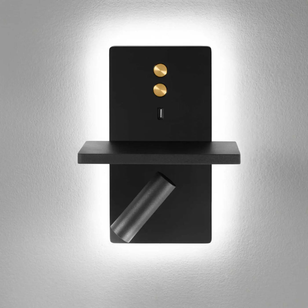 Détail de l'applique E-lamp noire #couleur_noir