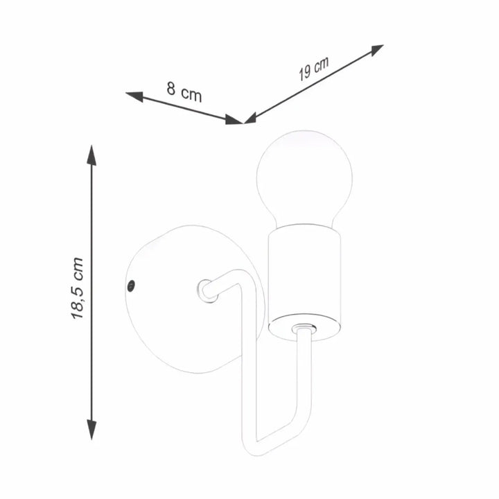 Applique murale timbo avec bras d’acier coudé et base ronde pour ampoule e27 minimaliste et élégante