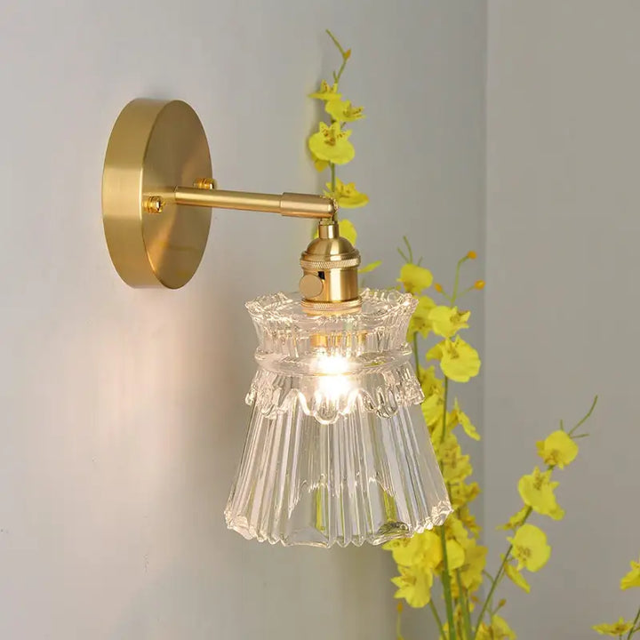 Applique Murale En Pate De Verre De Style Tulipe Or