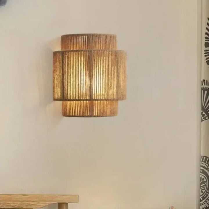Applique Murale En Rotin Au Style Naturel Courbes Beige