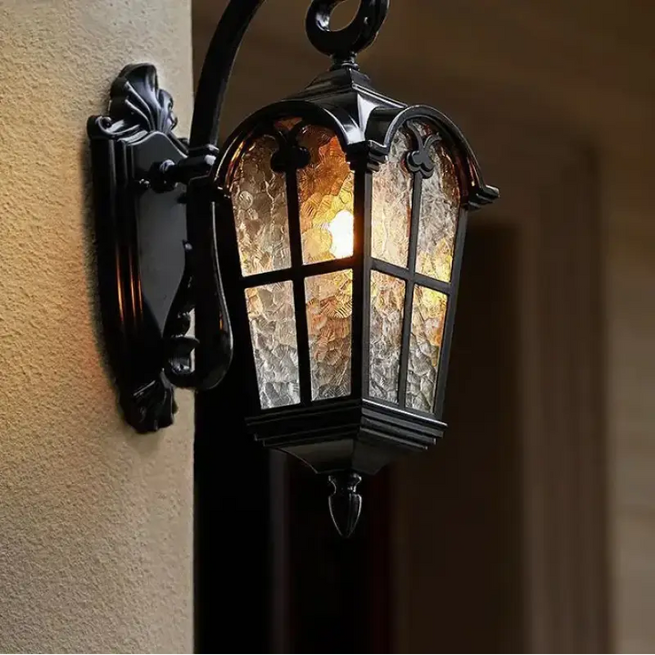 Applique extérieure lanterne vintage bronze noir élégant