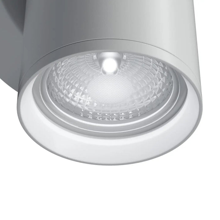 Applique murale focus s cylindre moderne en argent avec lentille texturée claire et ampoule led intégrée
