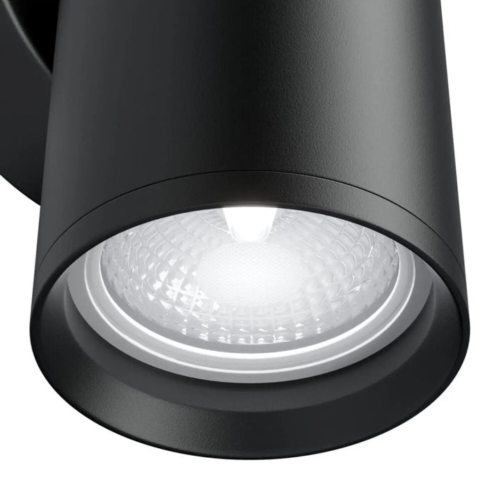 Applique murale focus s cylindre noir mat avec spot led extérieur à finition texturée murale focus