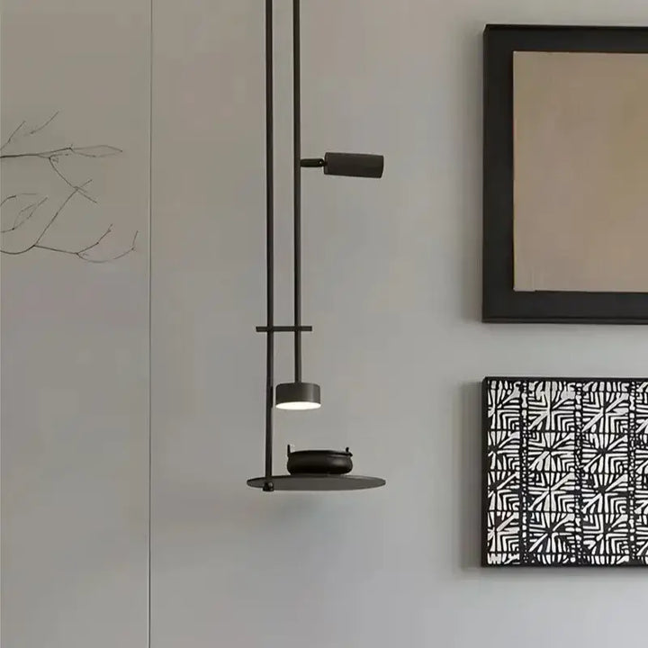 Applique murale fonctionnelle noire avec étagère intégrée