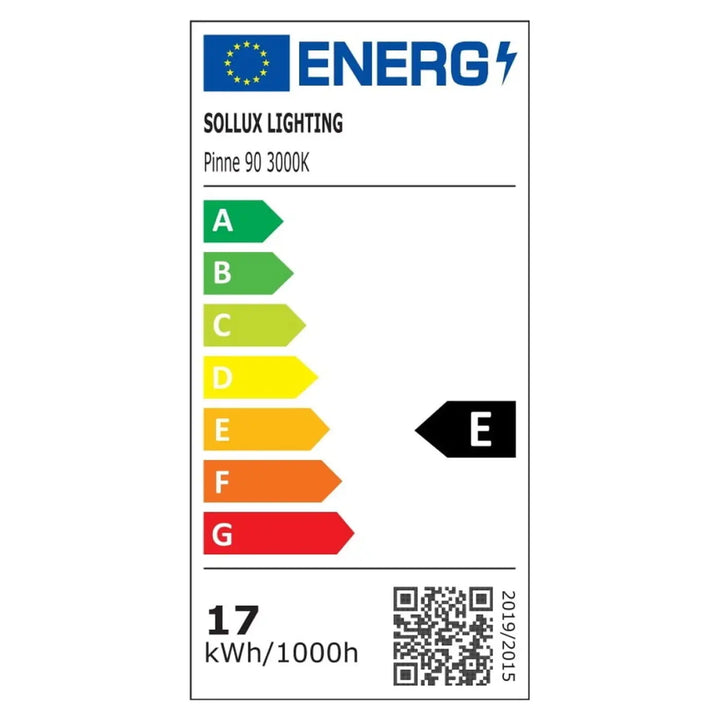 Luminaire plafonnier pinne 90 gris avec paramètres d’éclairage module led et étiquette énergie noir e collection pinne