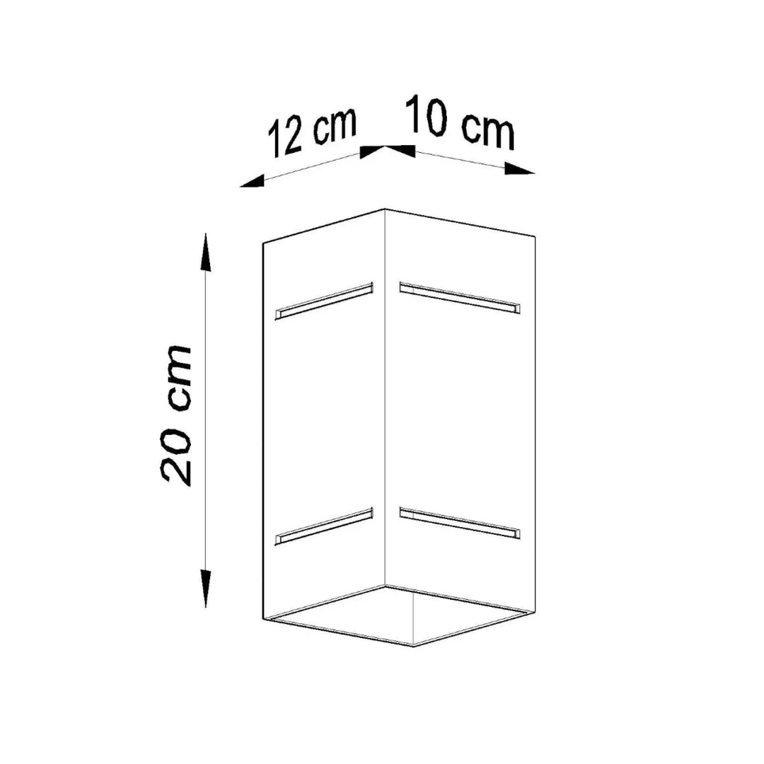 Applique murale blocco gris minimaliste avec perforation linéaire et spectacle lumineux dimensions 20x12x10 cm