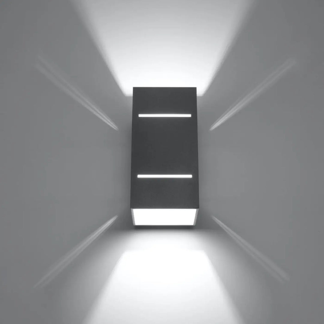 Applique blocco gris en métal moderne avec perforation linéaire et spectacle lumineux à base illuminée
