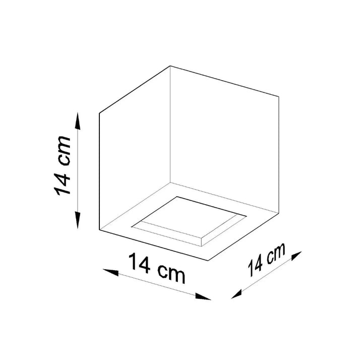 Applique murale moderne en céramique leo gris avec jardinière cubique 14 cm et base carrée encastrée pour belle lumière