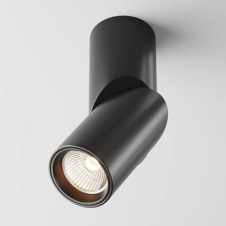 Applique murale cylindrique en acier noir avec finition mate et led visible dans le style profil plié kilt