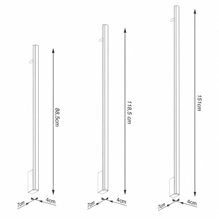 Trois appliques murales led lagom trace blanc chaud élégantes avec support rectangulaire de 7 cm sur 4 cm