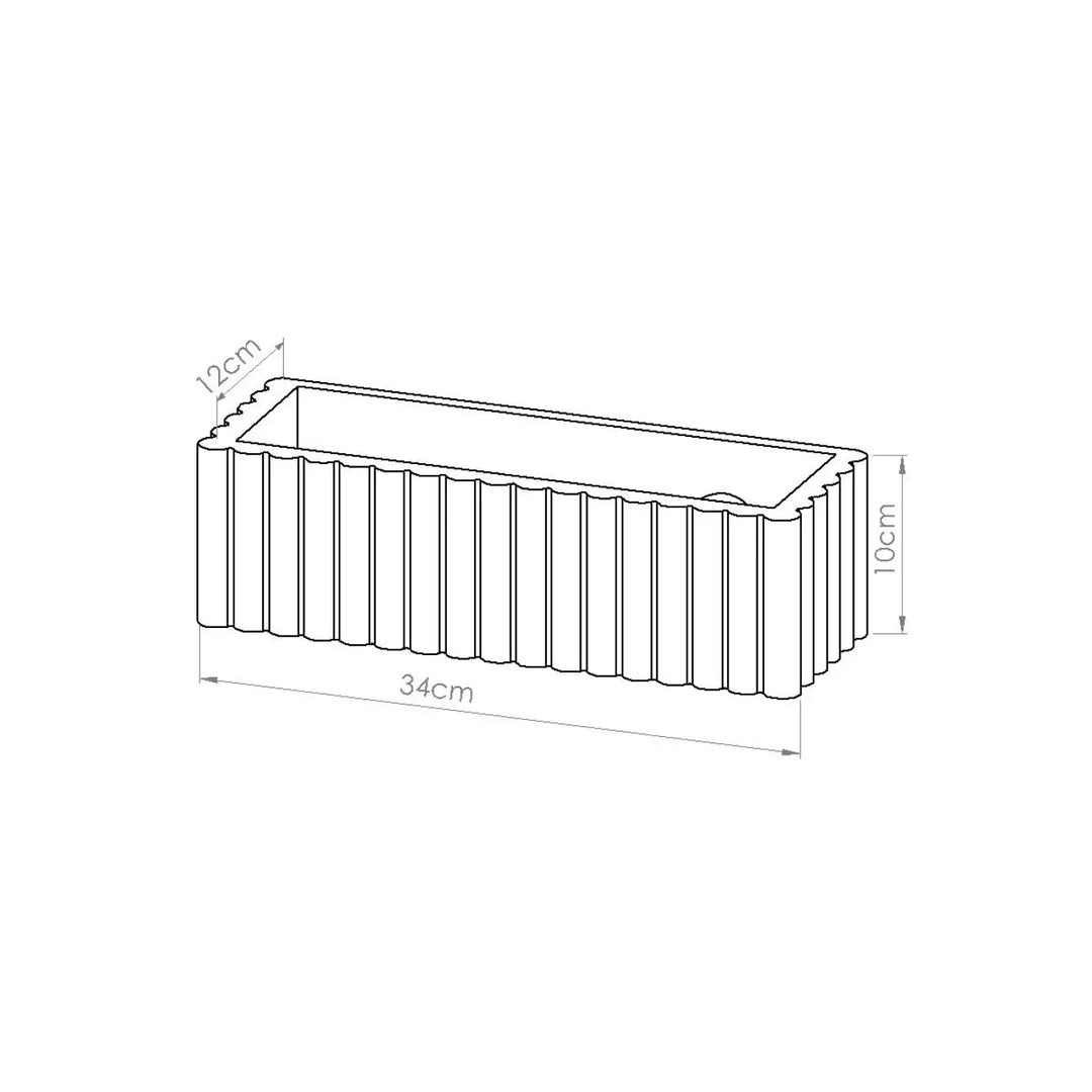 Rectangular beige ceramic planter with vertical ridges l 34cm h 10cm w 12cm from l’applique murale rigata collection