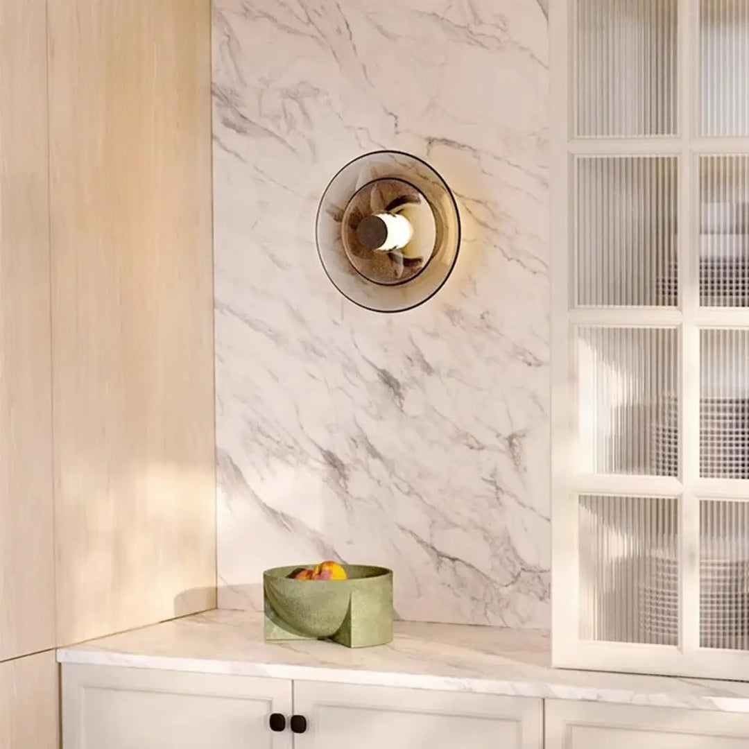 Applique murale led design circulaire noir et verre élégante moderne