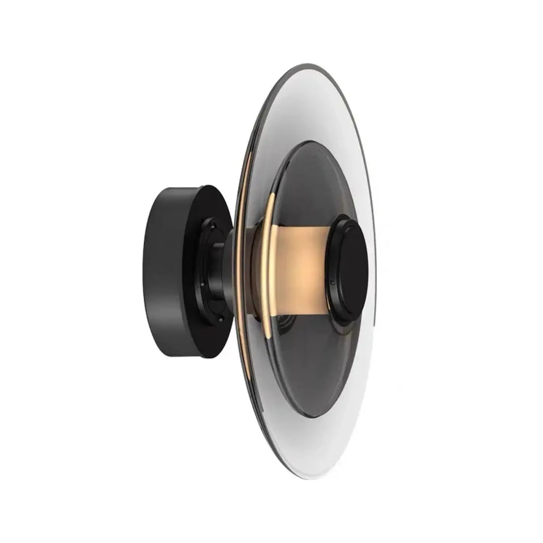 Applique murale led design circulaire noir et verre élégante moderne